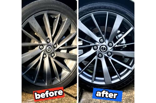 Reviewer images before and after cleaning tires