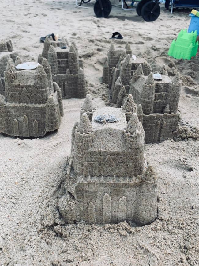 sand castles built with molds