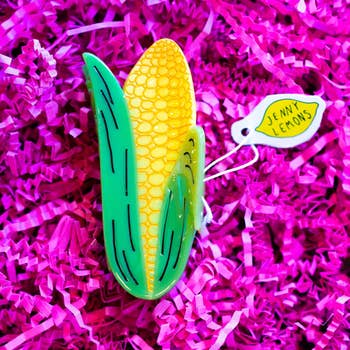 a close up of the corn design