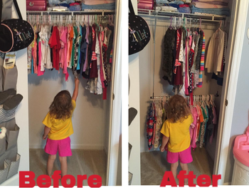 reviewer before and after of closet with double rod