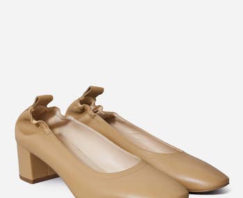 a pair of the same shoes in tan 