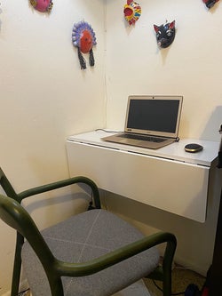 same reviewer's desk with the drop leaf portion foldeddown