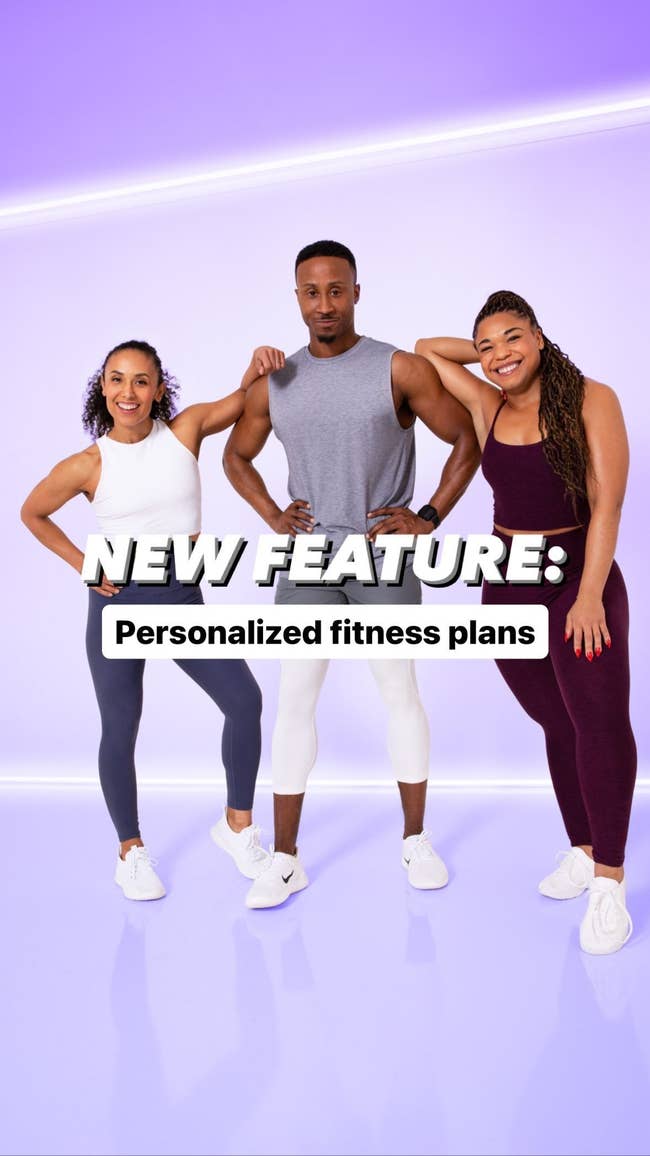 three obe fitness instructors posing with text on image 