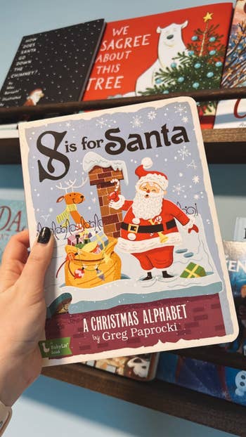 an S is for Santa board book for kids