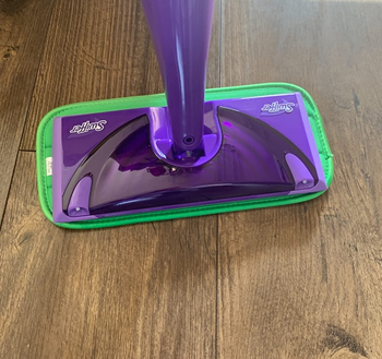reviewer image of the pad attached to a Swiffer