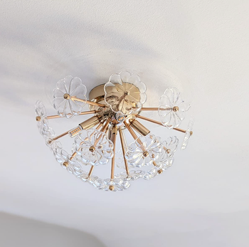 closeup reviewer image of the daisy covered light