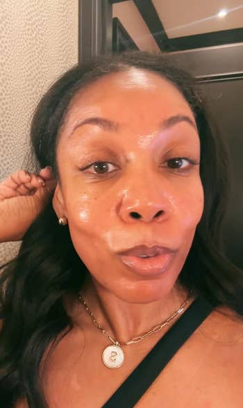reviewer with glowy skin