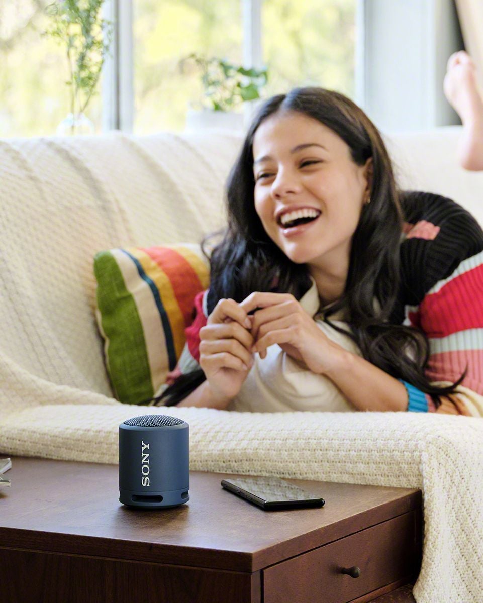 a product shot of the small speaker sitting on an end table