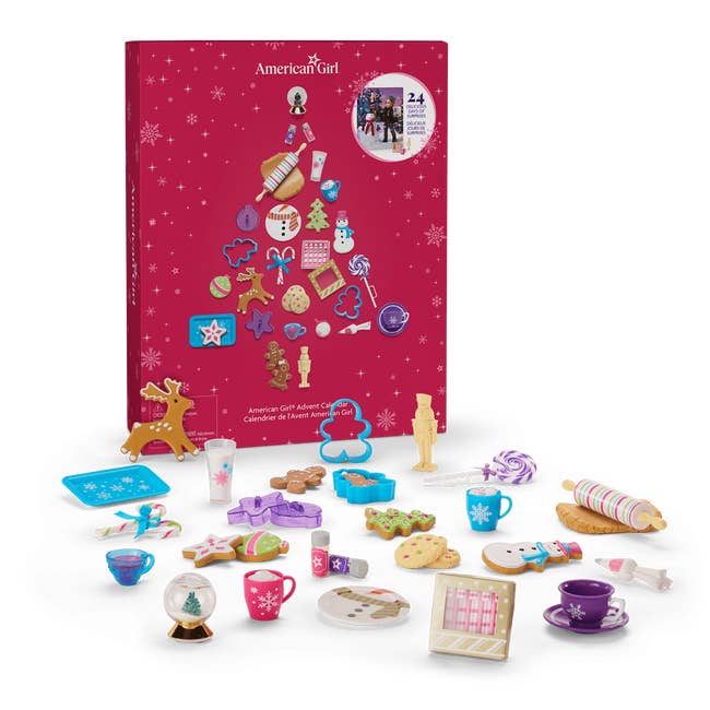 an advent calendar filled with holiday treats for american girl dolls