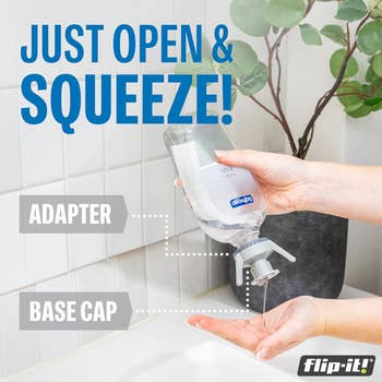 infographic explaining how to use the product: just open and squeeze
