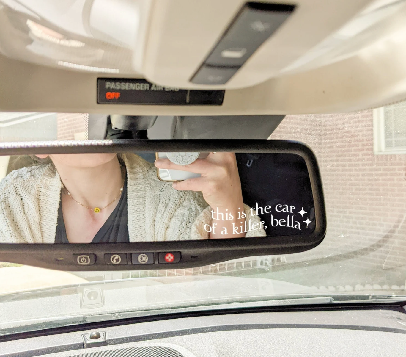 Ribbons Passenger Princess Car Mirror Decal, Car Mirror Sticker, Rear View Mirror Sticker, Car Decal Sticker (White)