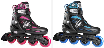 Images of the pink and blue skates