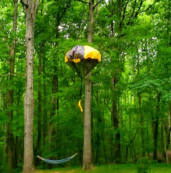 Reviewer's photo of the parachute in the yard
