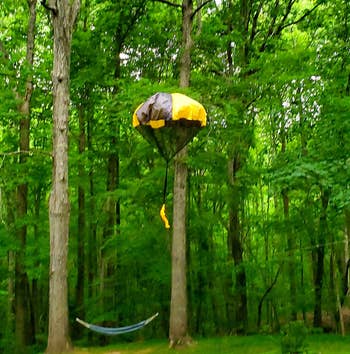 Reviewer's photo of the parachute in the yard
