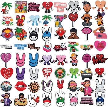 the set of Bad Bunny Croc charms