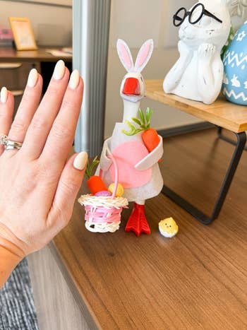 Desk goose dressed as a bunny