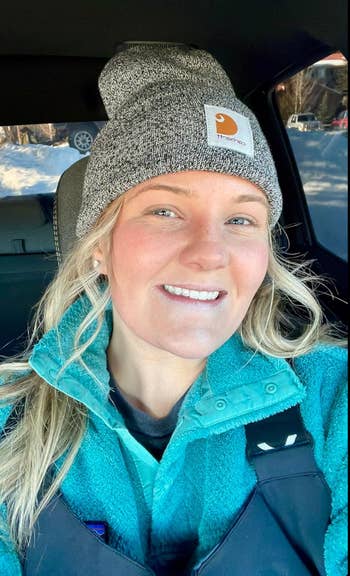 reviewer successful  grey  marled beanie 