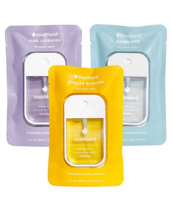 a trio of touchland hand sanitizer