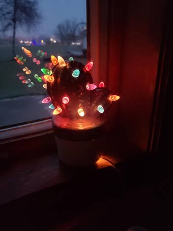 ceramic cactus with lights