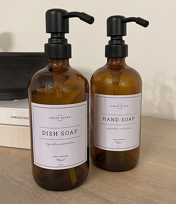 Reviewer image of dispensers for dish soap and hand soap