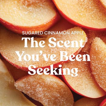 Sugared cinnamon pome slices with sweetener and spice. Text reads