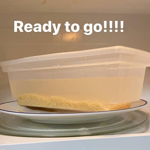 my orzo and water loaded in the fasta pasta in the microwave