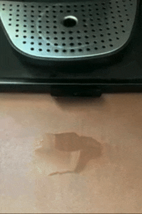 Water disappearing into the fast-drying mat