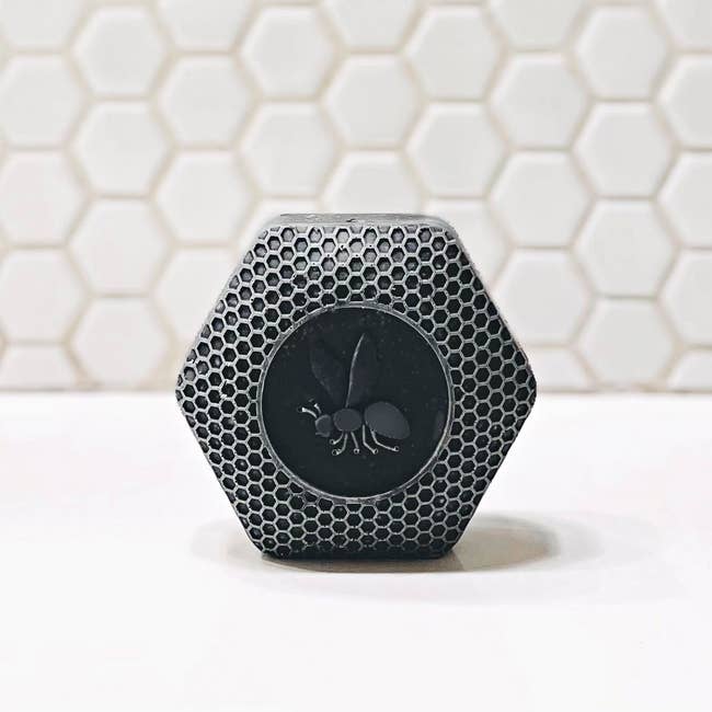 black hexagonal honeycomb design soap bar