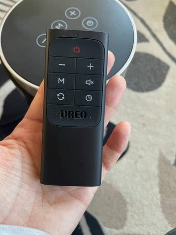 image of remote in reviewer's hand
