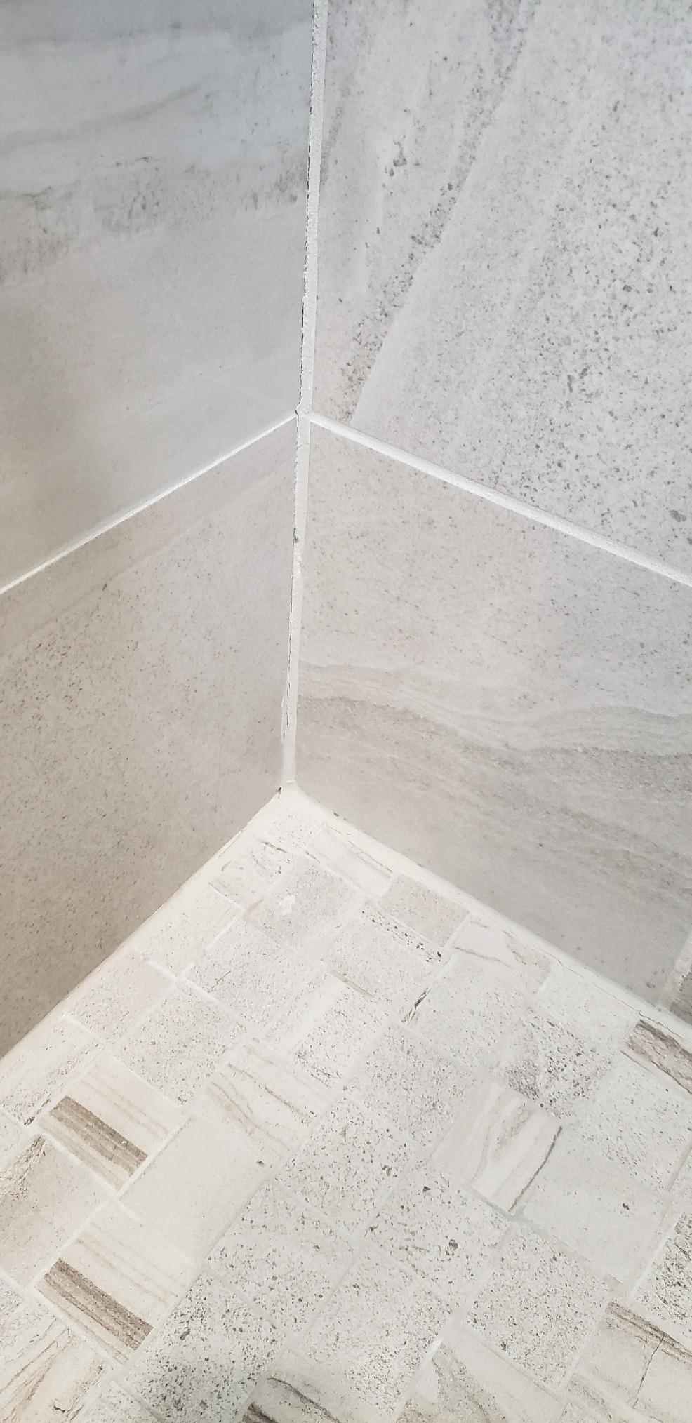 the same reviewer's shower wall with the mold cleaned away