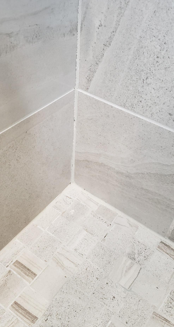 the same shower wall with the mold cleaned away