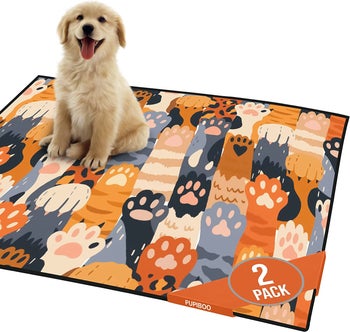 puppy on paw print design pad