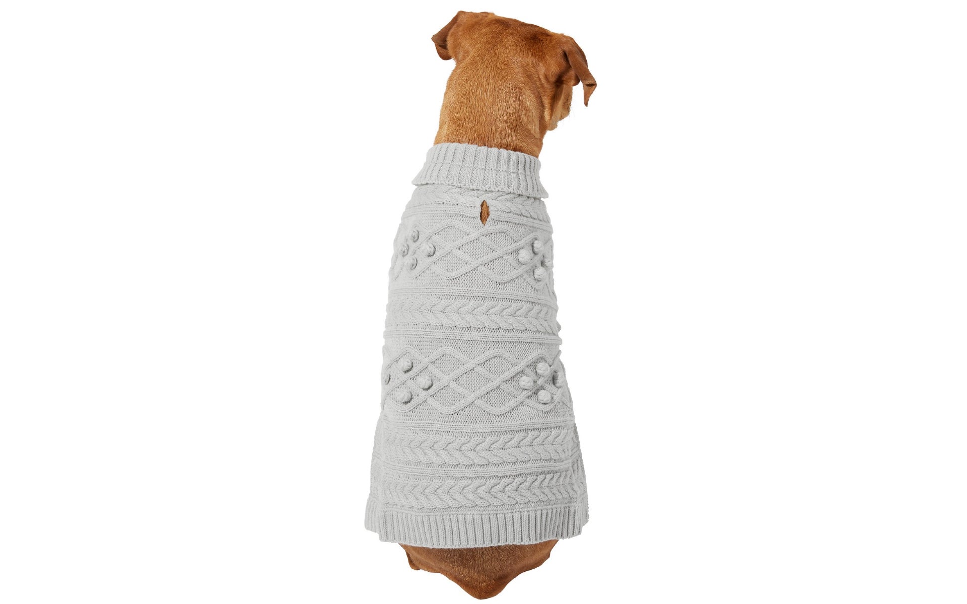 Dog in boho bobble-knit sweater
