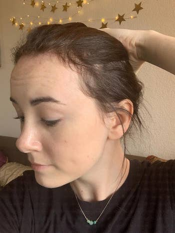 same reviewer's after shot with their hair looking fuller and thicker after using the shampoo