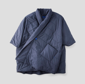 the wrap with a pocket in front, sleeves, and a collar