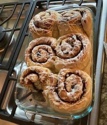 reviewer photo of homemade cinnamon rolls made using the stand mixer