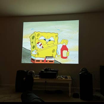 SpongeBob SquarePants on a projector screen