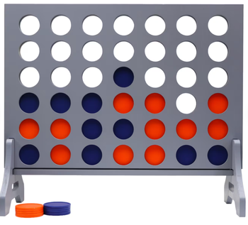 A closeup of the game and pieces