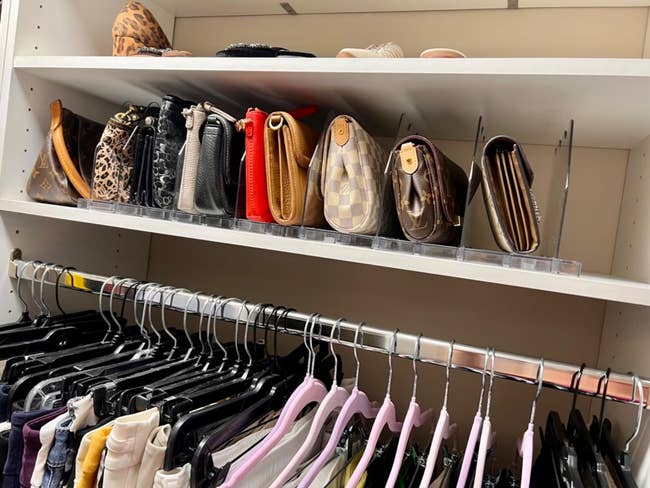Hand container separator connected apical support successful closet afloat of assorted tiny handbags