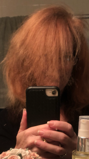 reviewer with dry hair before using hair mask