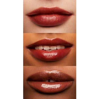 three different lips wearing the glossy lip stain