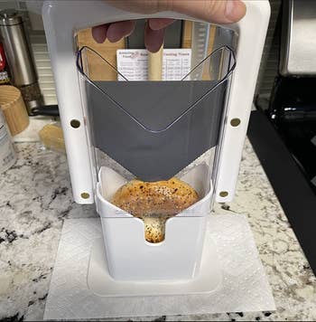 A bagel under the 'guillotine