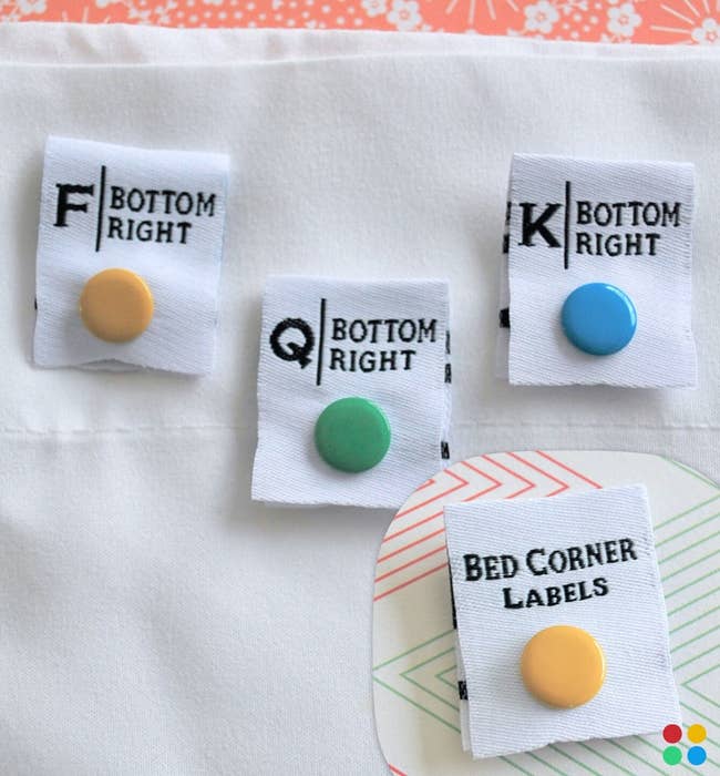 Bed country   labels with letters and colored buttons indicating antithetic  expanse  sizes for casual  recognition  and organization