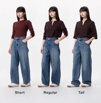  short, regular, and tall, paired with a casual apical  and sneakers