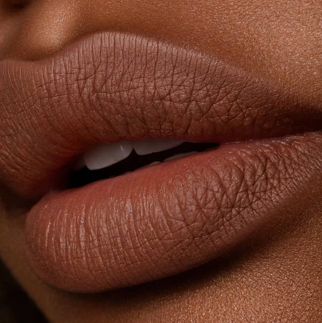 a close up of a model wearing the lip liner 