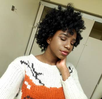Same reviewer with voluminous curls in their hair after use (type 4C hair)