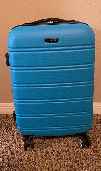 reviewer photo of the suitcase exterior, front view