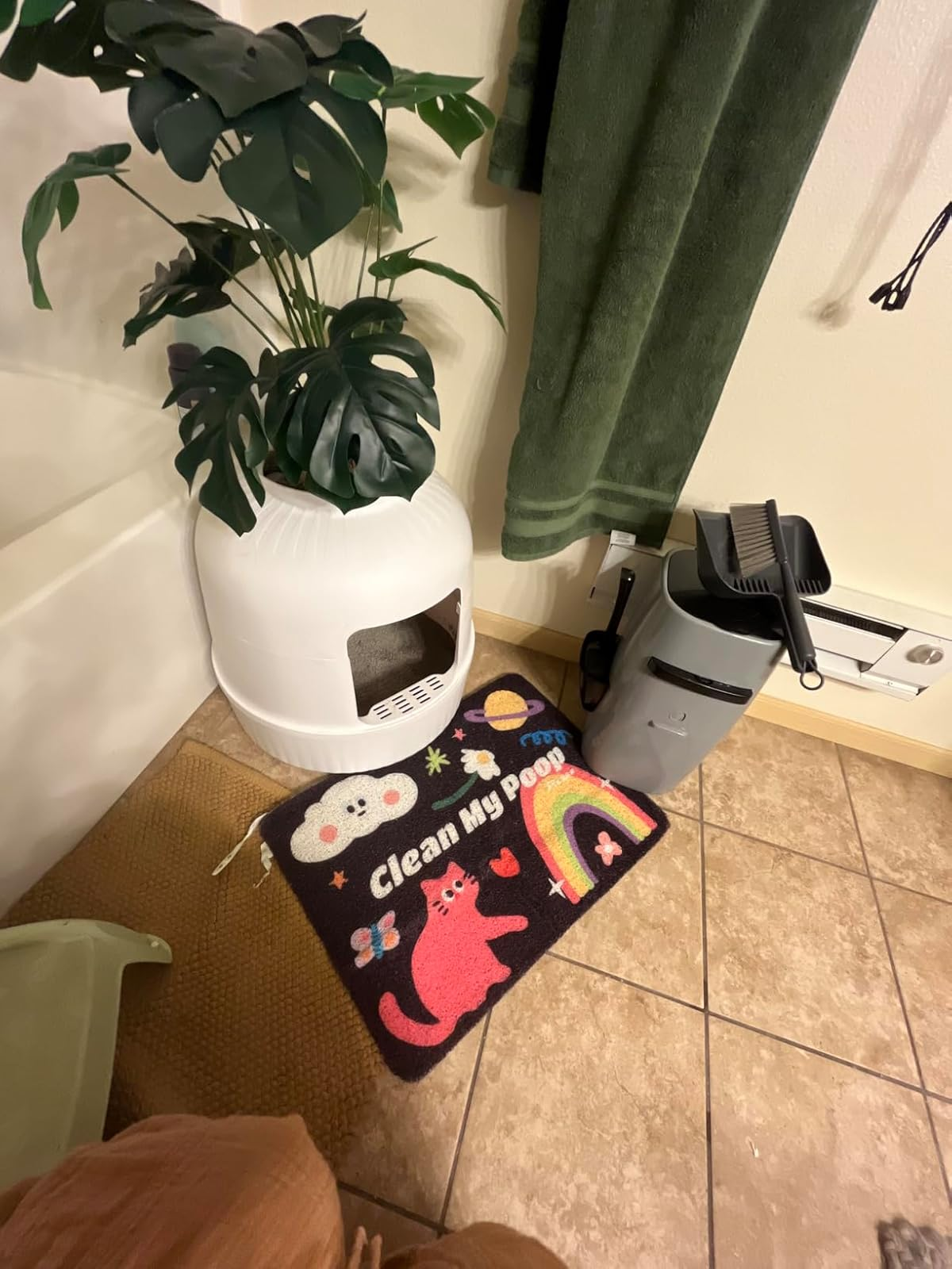 Hidden works  litter container  with litter mat successful  front
