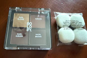  Dark Blonde, Auburn, Dark Auburn, Hazel Brown, adjacent  to a battalion  of applicator pads