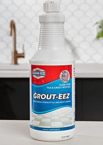 Bottle of grout-eez on a counter